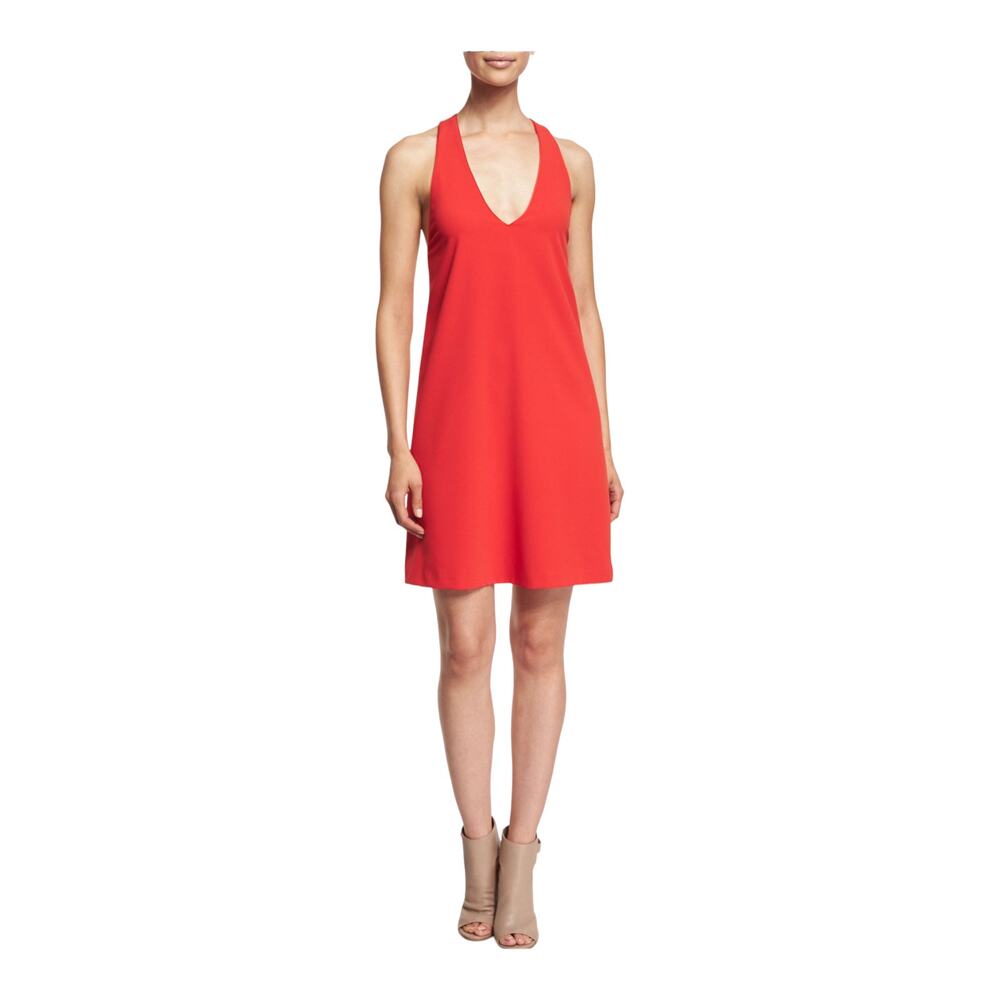 Alice + Olivia red crepe sleeveless v neck mini dress Size Small